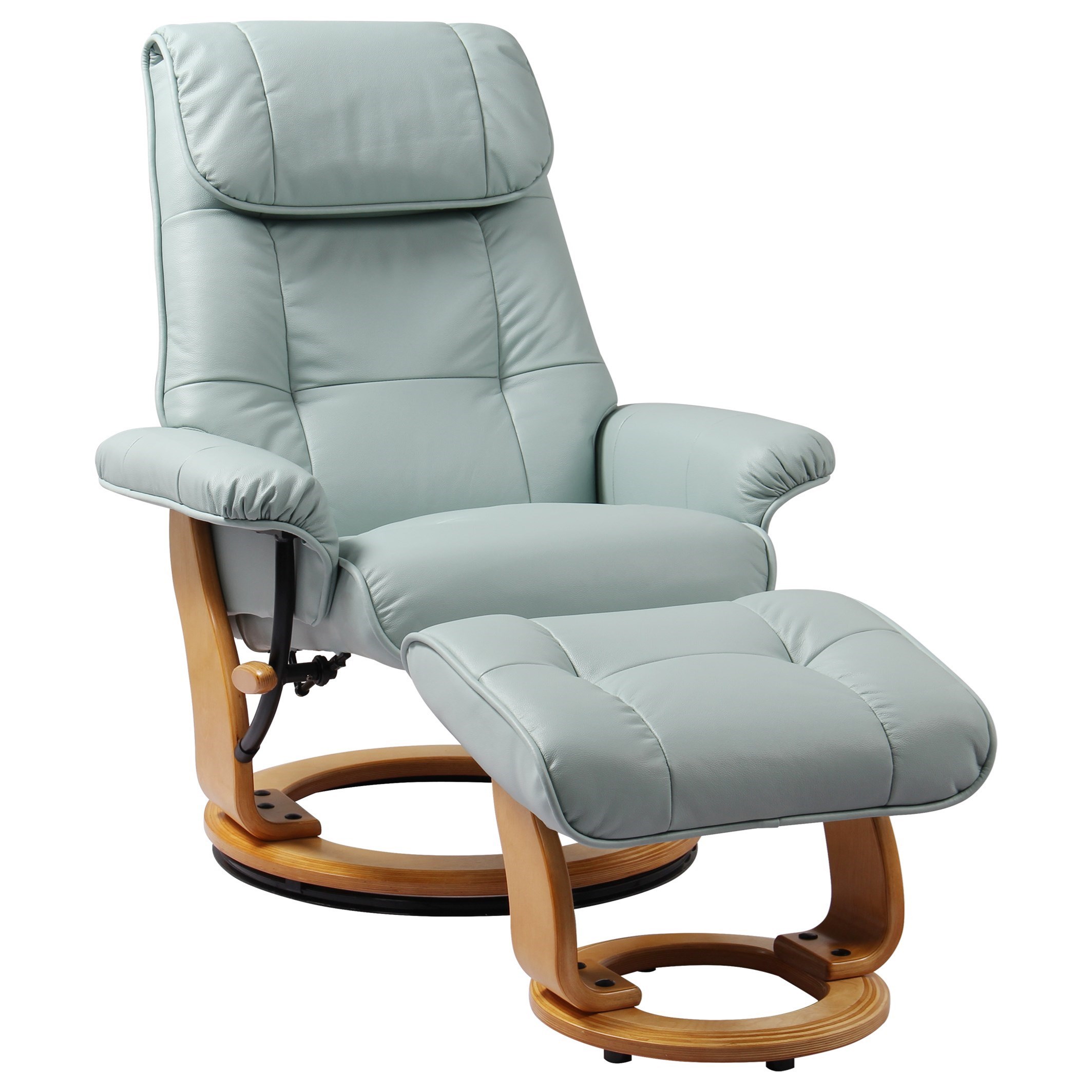Ventura 188126265 Reclining Chair and Ottoman with Light Wood Finish on